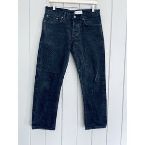 MEN'S Gustin Raw Selvedge Button Fly Jeans 34 Slim Fit Gray 27.5" Inseam